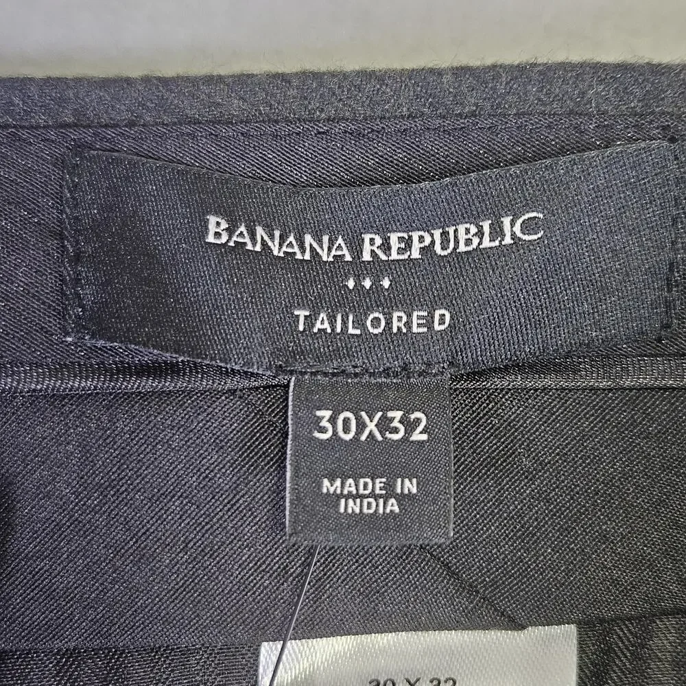 Banana Republic Mens 32x30 Flannel Herringbone Trouser Tailored Dress Pant Gray